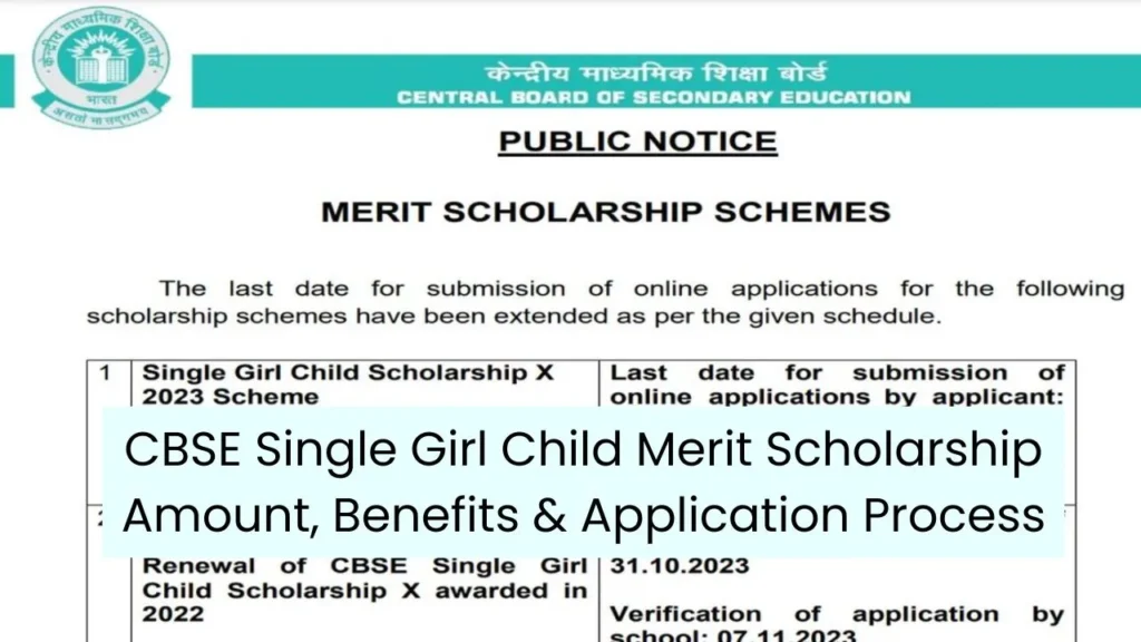 CBSE Single Girl Child Merit Scholarship