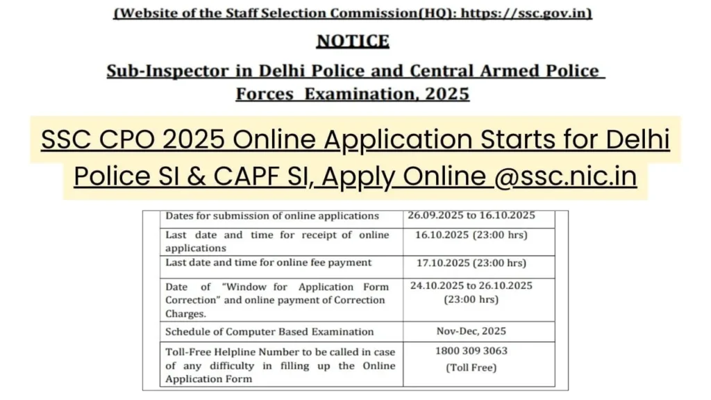 SSC CPO 2025 Online Application