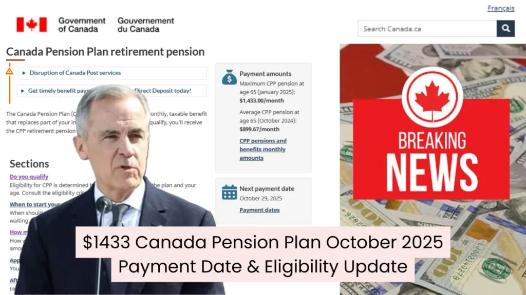 $1433 Canada Pension Plan October 2025
