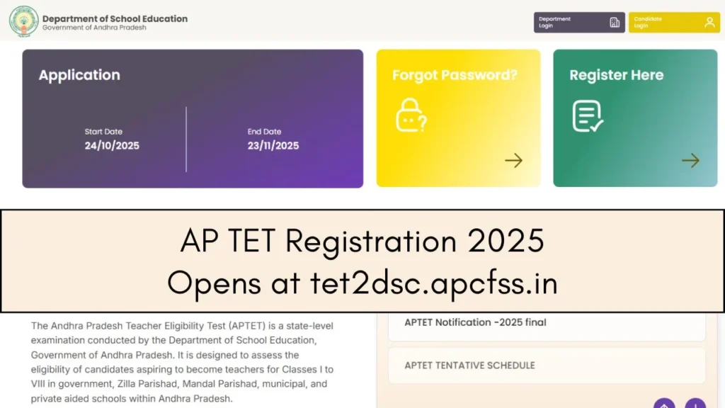 AP TET Registration 2025 Opens at tet2dsc.apcfss.in: Direct Link, Eligibility, and Exam Date 1 AP TET Registration 2025