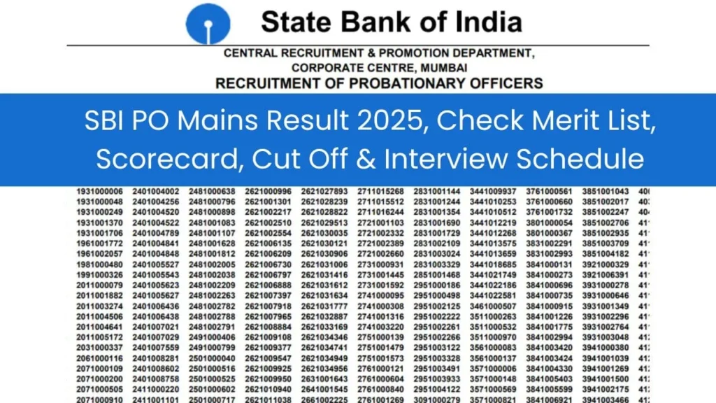 SBI PO Mains Result 2025