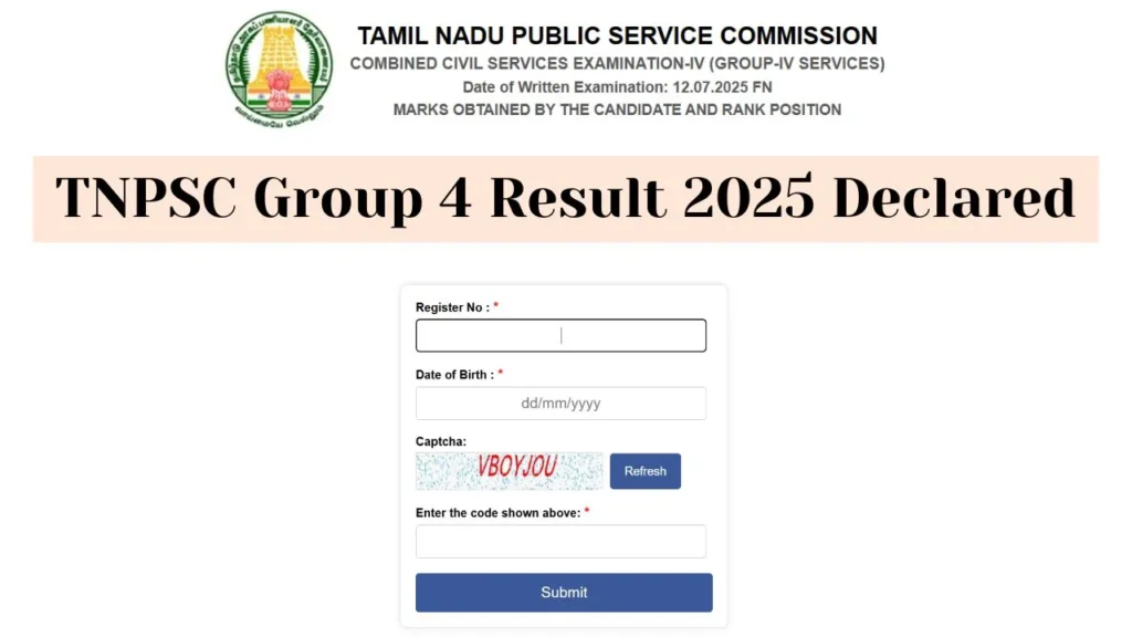 TNPSC Group 4 Result 2025 Declared: Check Marks, Rank & Counselling at tnpsc.gov.in 1 TNPSC Group 4 Result 2025