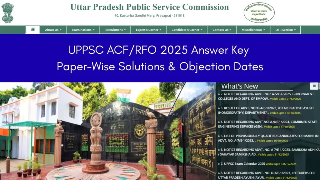 UPPSC ACF RFO 2025 Answer Key