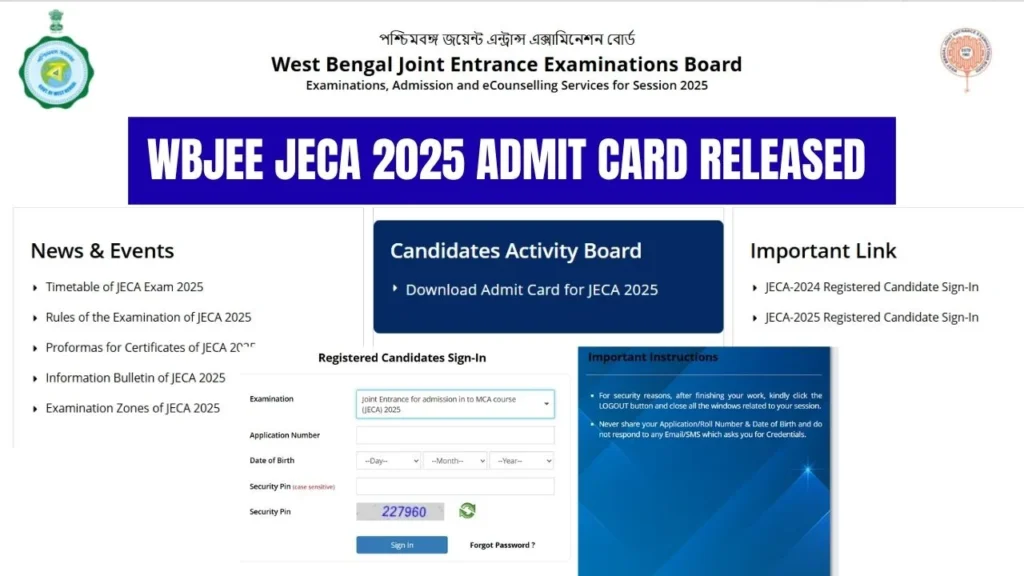 WBJEE JECA 2025 Admit Card Released