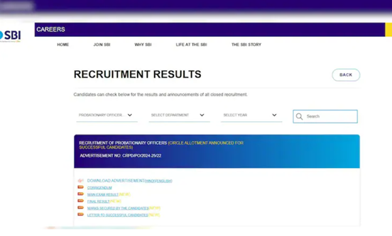 SBI PO Mains Result 2025