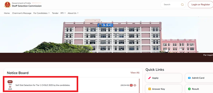 SSC CHSL 2025 Self Slot Selection Live at ssc.gov.in: Choose Your Exam City, Date & Shift 2 SSC CHSL 2025 Self Slot Selection