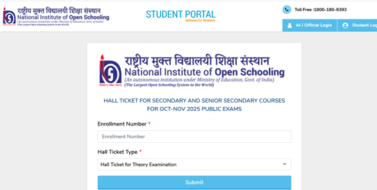 NIOS Class 10th 12th Admit Card 2025 