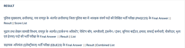 CG Vyapam Constable Result 2025