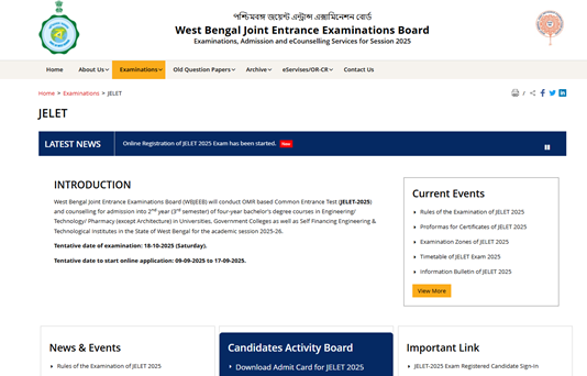 WBJEEB JELET, JECA and JENPAS Admit Cards 2025
